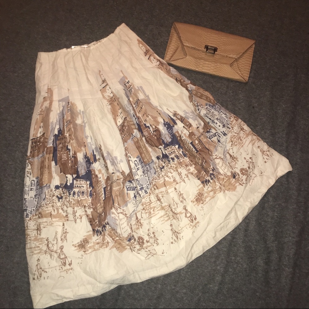 Talbots Size 4 Skirt Tan Beige Linen